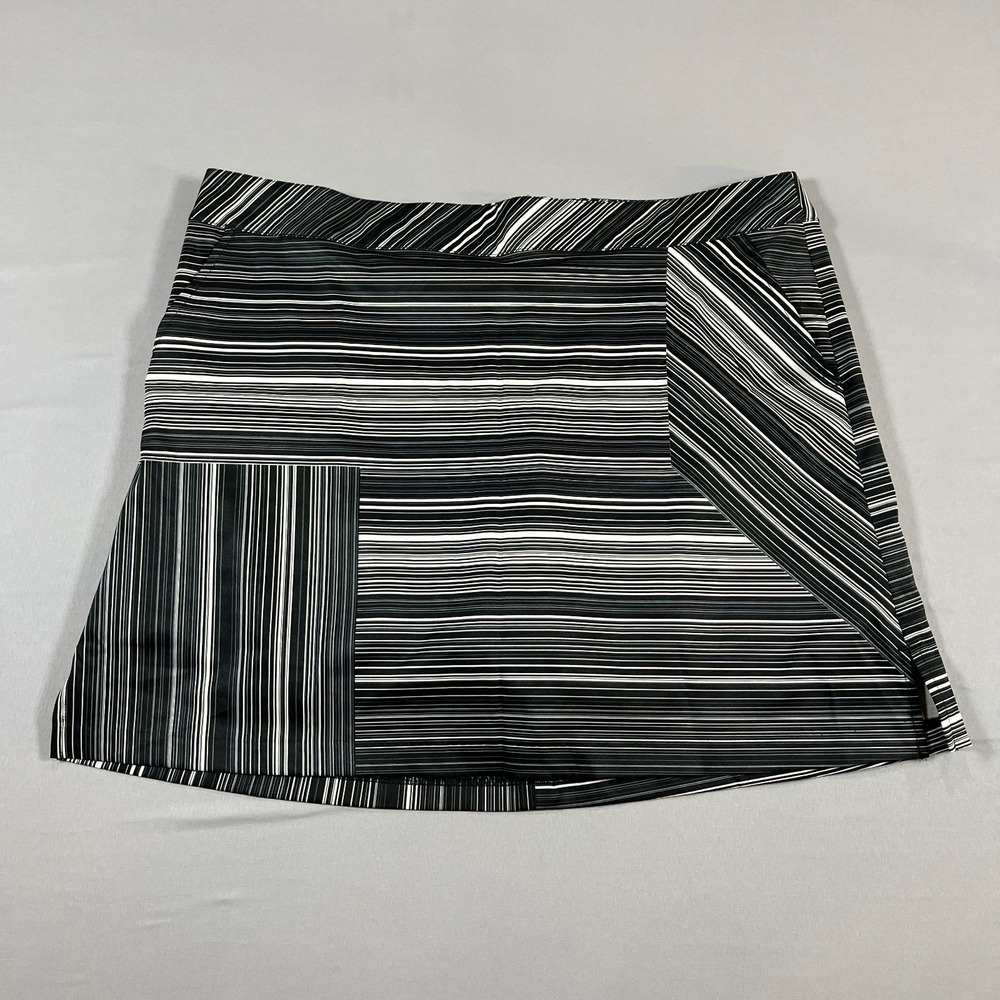 Lady Hagen Athletic Skort Womens 16 Black White Striped Moisture Wicking Golf